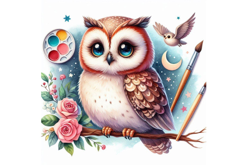 cute-owl-watercolor-owl-owl-tee-shirt-illustration