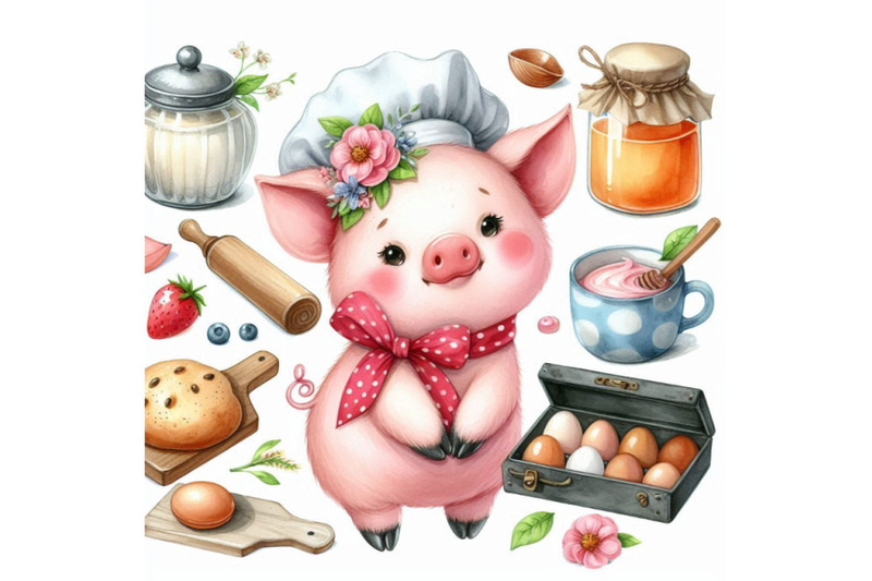 cute-pig-hand-drawn-watercolor-illustration