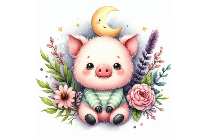 cute-pig-hand-drawn-watercolor-illustration