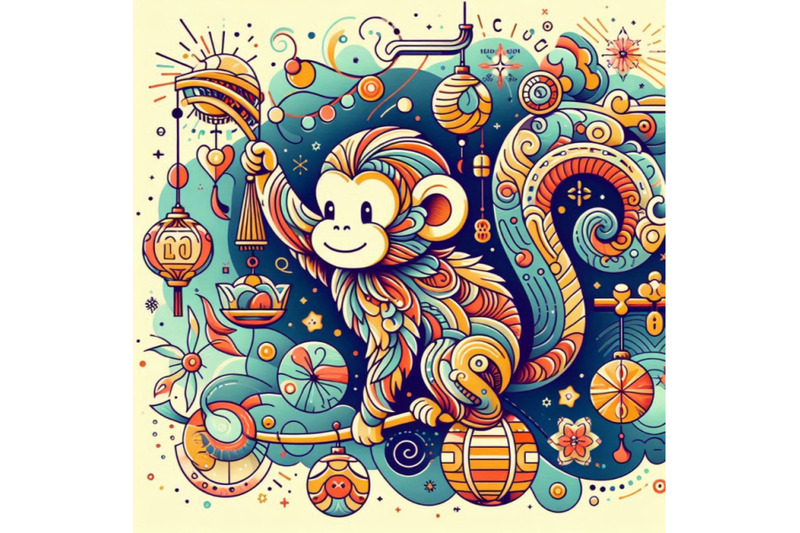 new-year-monkey-illustration-new-year-and-christmas