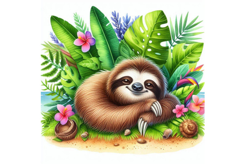 cute-sloth-and-tropical-nature