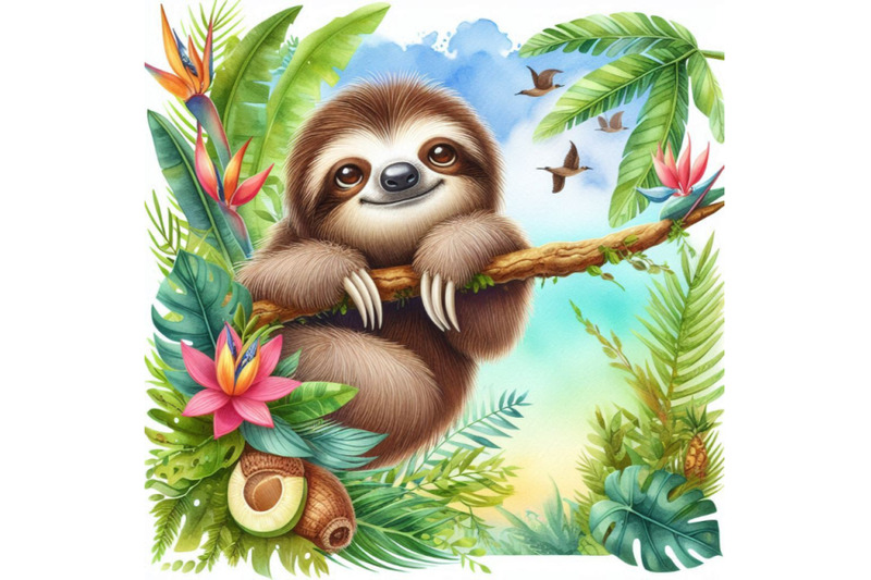 cute-sloth-and-tropical-nature