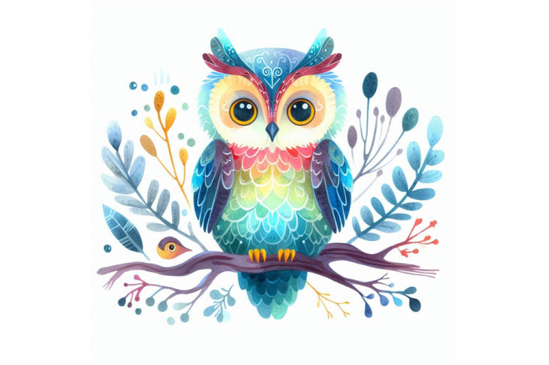 owl-cute-owl-watercolor-forest-bird-school-illustration