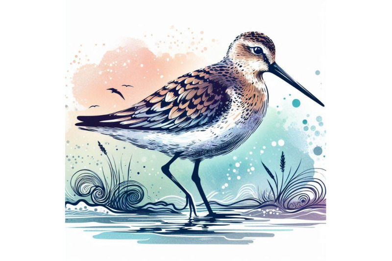 sandpiper-water-bird-watercolor-illustration