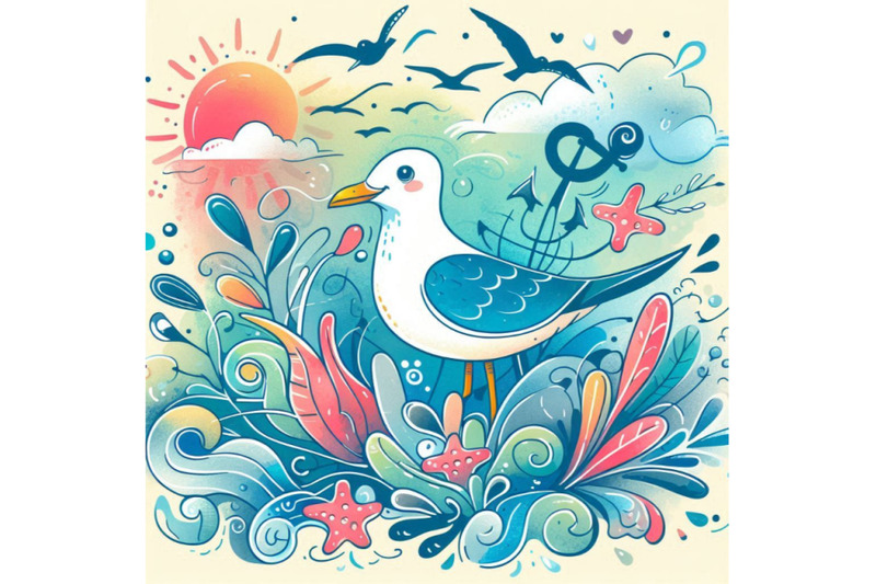 sea-bird-seagull-marine-funny-background-watercolor