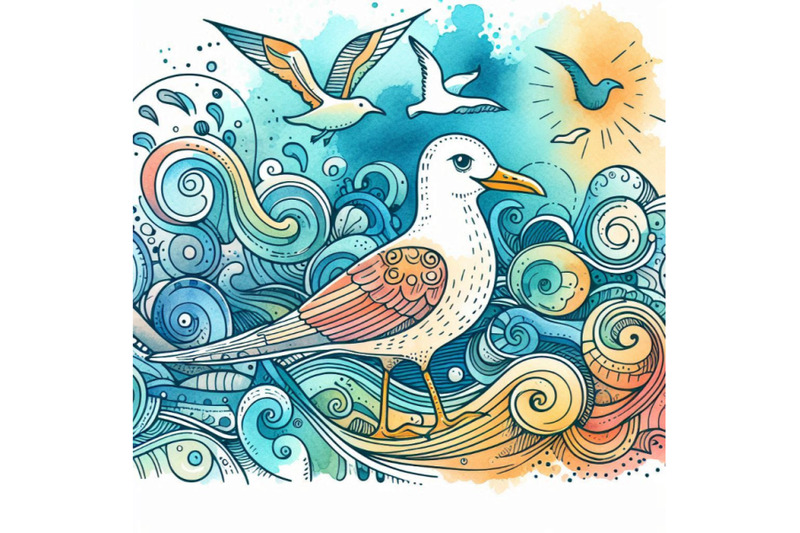 sea-bird-seagull-marine-funny-background-watercolor