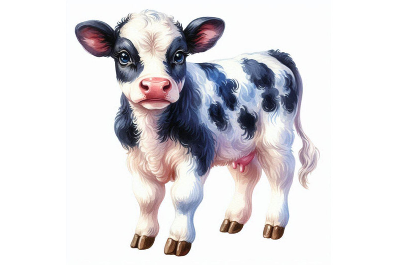 cute-watercolor-calf-baby-bull-illustration-cattle-farm-animal