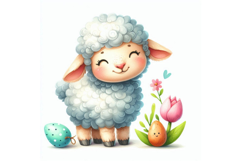 cute-watercolor-cartoon-lamb-farm-animal-illustration