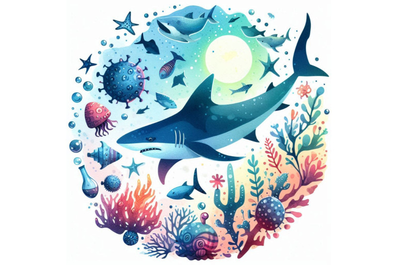 shark-underwater-life-watercolor-illustration-sea-anima