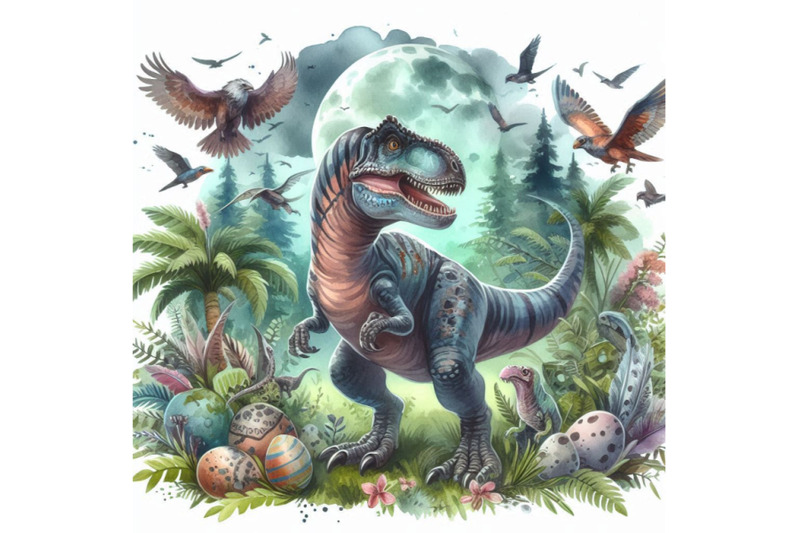 dinosaur-watercolor-illustration-jpeg-png-jurassic-world