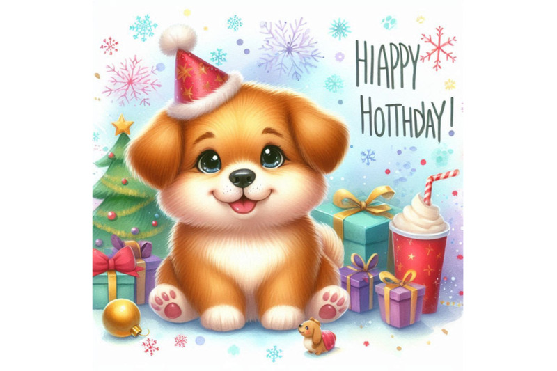 dog-year-greeting-card-cute-cartoon-puppy-watercolor-illustration