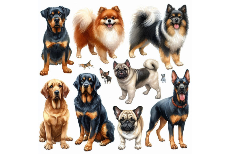 dogs-collection-watercolor-illustration-of-a-different-dog-breeds