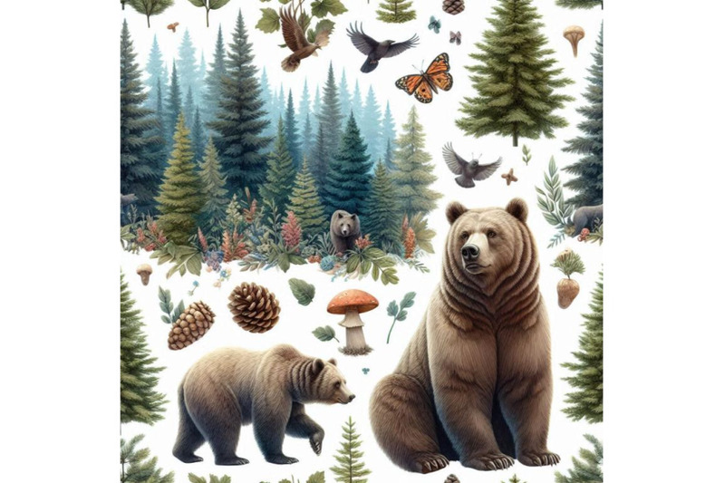 forest-seamless-pattern-wildlife-pattern-grizzly-bear-abstract-fore