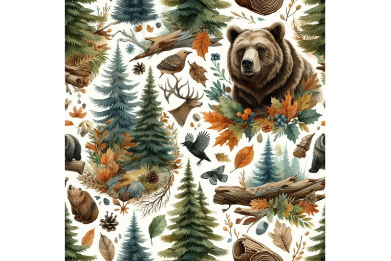 forest-seamless-pattern-wildlife-pattern-grizzly-bear-abstract-fore