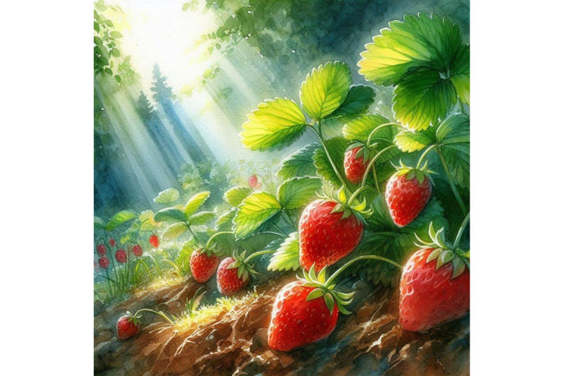 forest-strawberries-watercolor-illustration