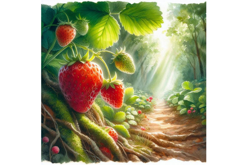 forest-strawberries-watercolor-illustration