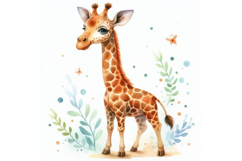 giraffe-hand-drawn-watercolor-illustration