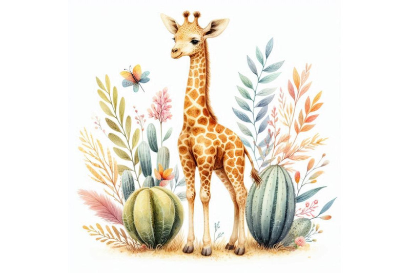 giraffe-hand-drawn-watercolor-illustration