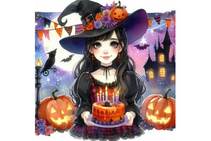 girl-witch-halloween-holiday-halloween-festival-watercolor-hand-pa