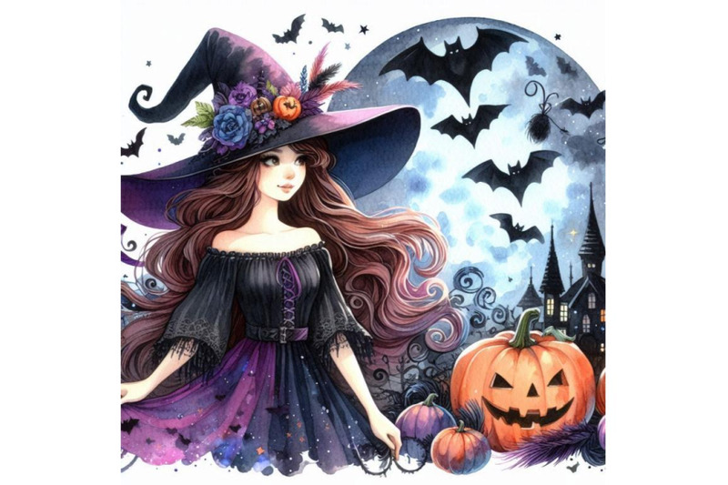 girl-witch-halloween-holiday-halloween-festival-watercolor-hand-pa