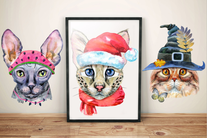 watercolor-cats-set-5