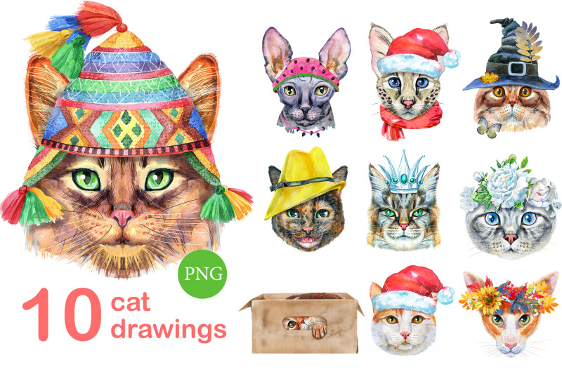 watercolor-cats-set-5