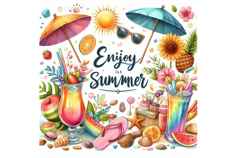 enjoy-summer-watercolor-poster-design