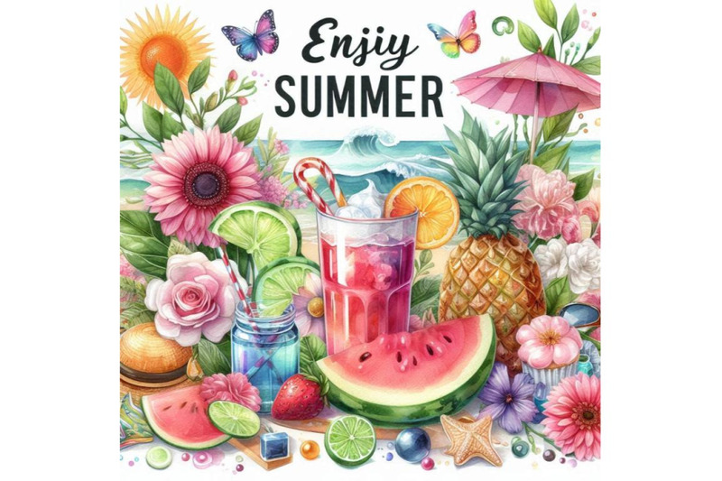 enjoy-summer-watercolor-poster-design