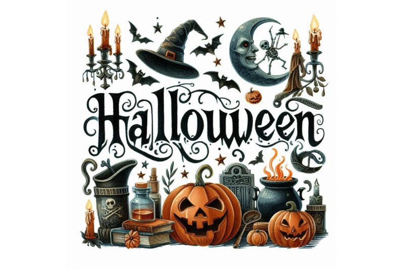 halloween-watercolor-hand-drawn-text-for-design-background