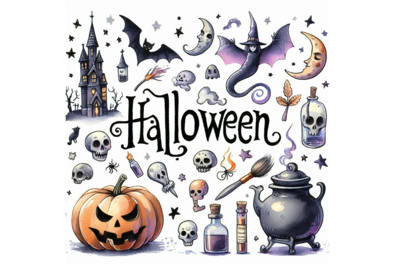 halloween-watercolor-hand-drawn-text-for-design-background