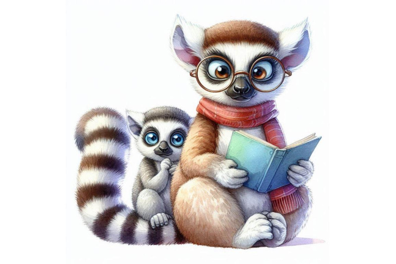 funny-lemur-watercolor