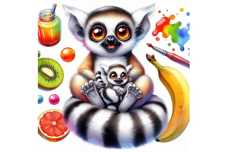 funny-lemur-watercolor