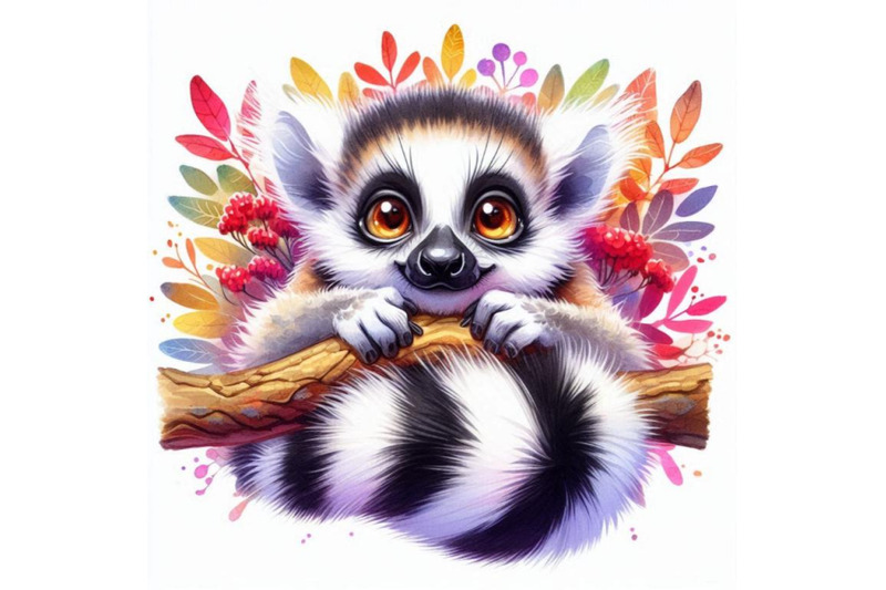 funny-lemur-watercolor