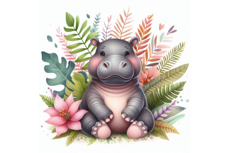 hippopotamus-hand-drawn-watercolor-illustration