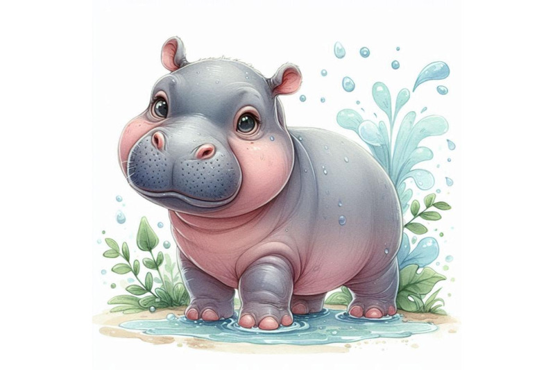 hippopotamus-hand-drawn-watercolor-illustration