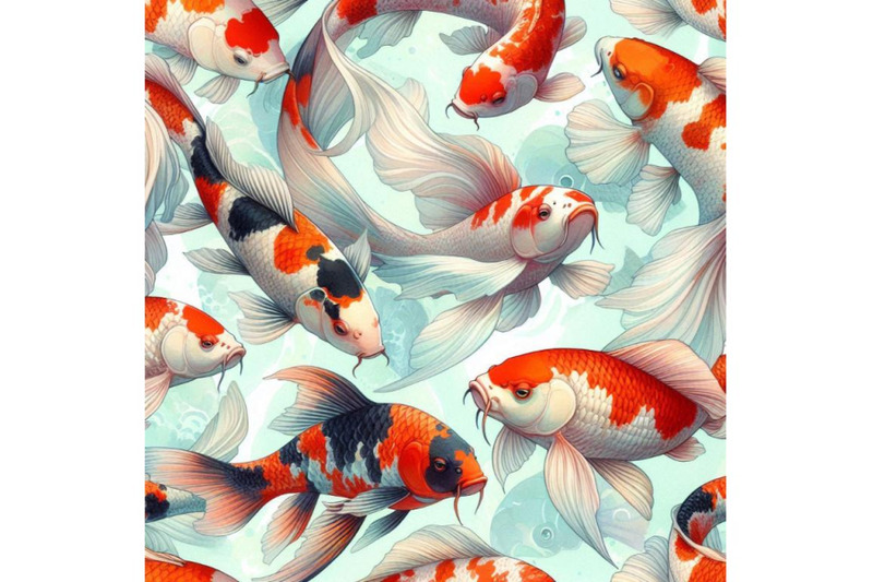 koi-carp-seamless-pattern-watercolor-fish-background-illustration