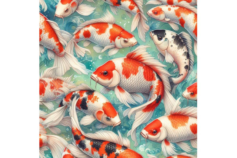 koi-carp-seamless-pattern-watercolor-fish-background-illustration