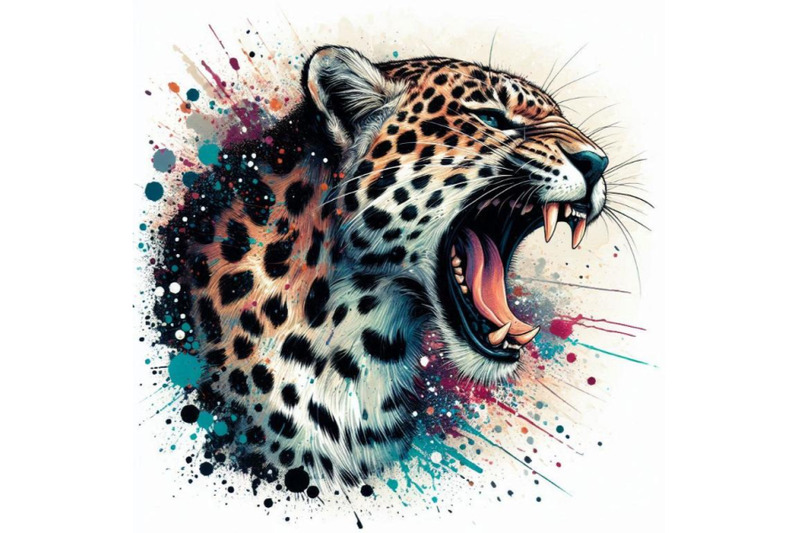 leopard-growls-t-shirt-graphics-leopard-illustration-with-splash-wa