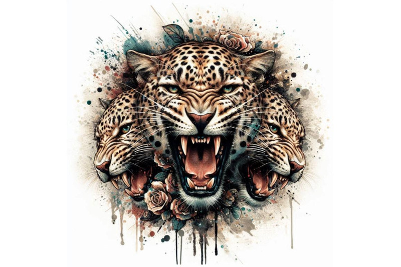 leopard-growls-t-shirt-graphics-leopard-illustration-with-splash-wa