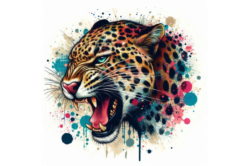 leopard-growls-t-shirt-graphics-leopard-illustration-with-splash-wa