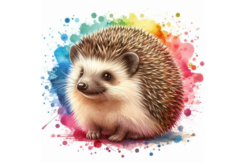 hedgehog-illustration-with-splash-watercolor-textured-b