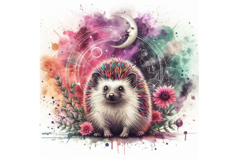 hedgehog-illustration-with-splash-watercolor-textured-b