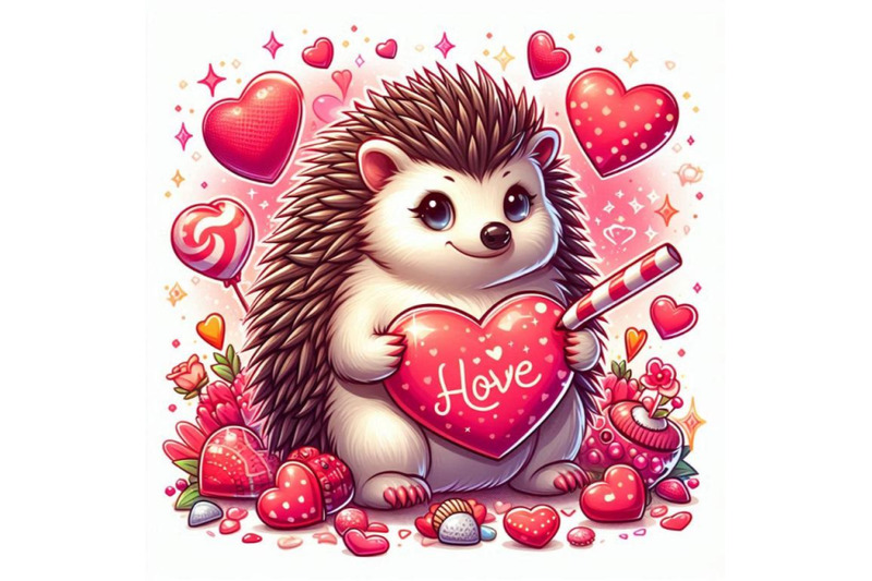 hedgehog-illustration-with-valentines-heart