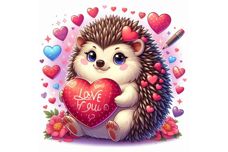 hedgehog-illustration-with-valentines-heart