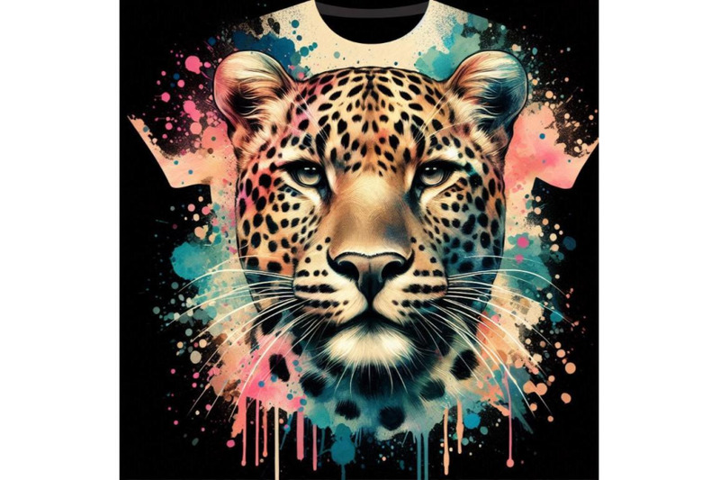 leopard-t-shirt-graphics-leopard-illustration-with-splash-watercolo