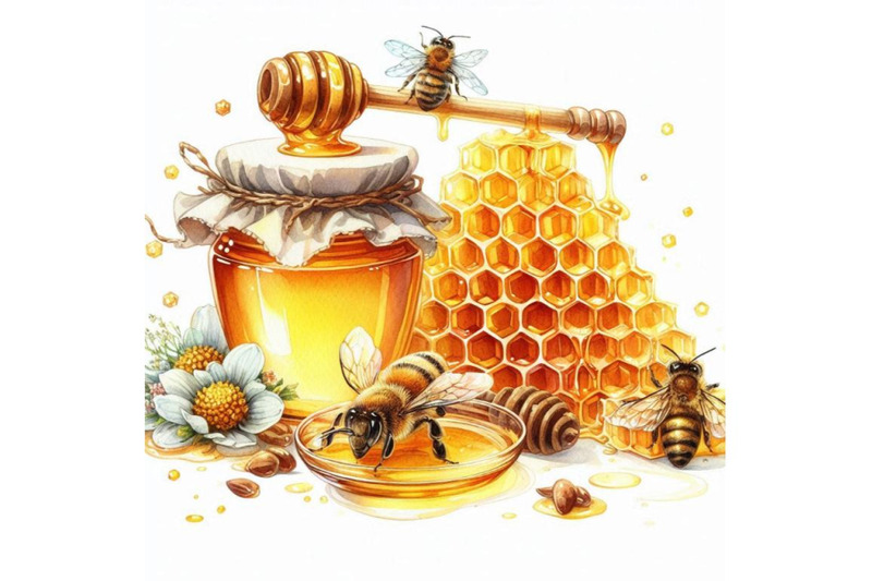 honey-honeycomb-watercolor