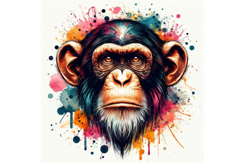 monkey-t-shirt-graphics-monkey-chimpanzee-illustration-with-splas