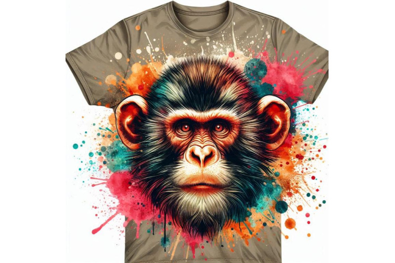 monkey-t-shirt-graphics-monkey-illustration-with-splash-watercolor