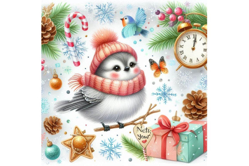 new-year-background-with-winter-elements-and-cute-bird-watercol