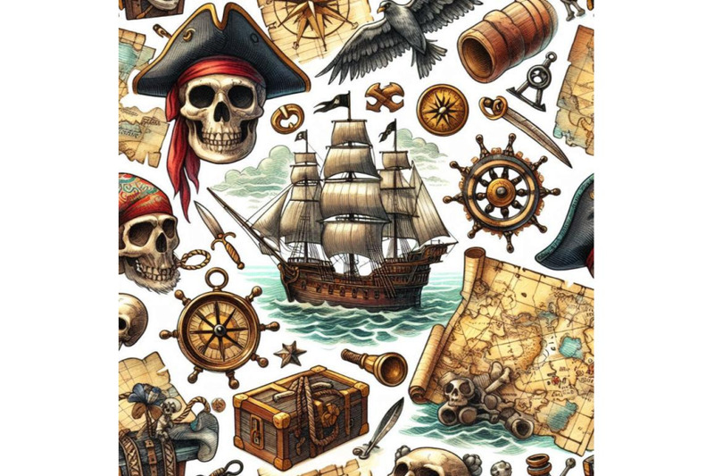 pirate-map-seamless-pattern-nautical-design-elements